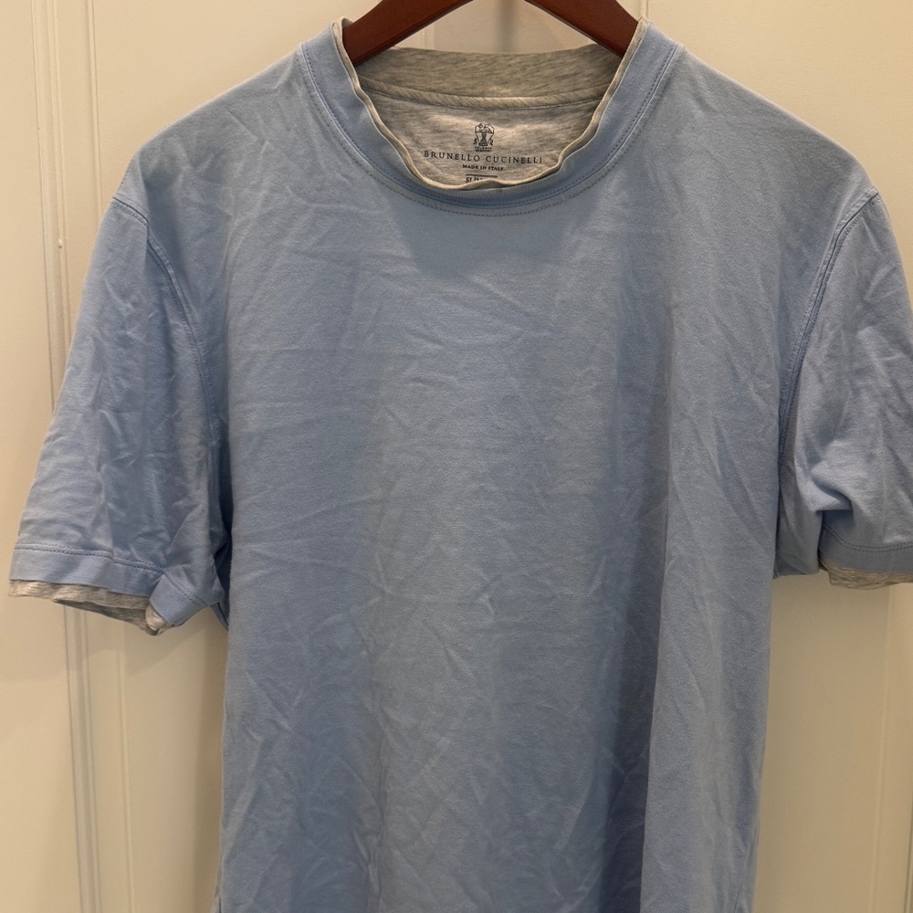 Brunello Cucinelli Light Blue T-shirt Size Large